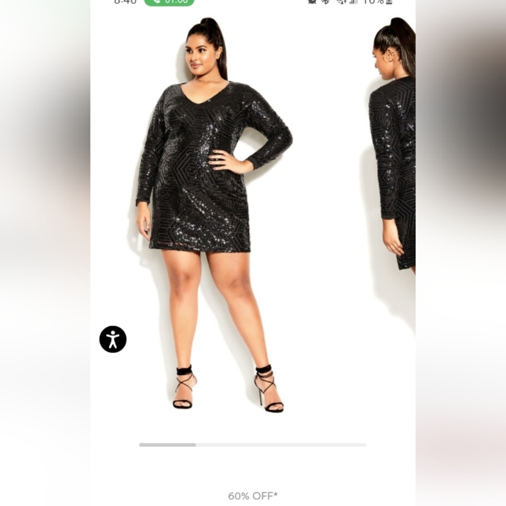 CITY CHIC Elegant Black Sequin Dress - Picture 4 of 4
